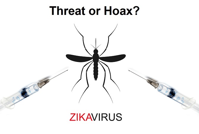 Zika mosquito vector with syringes. 