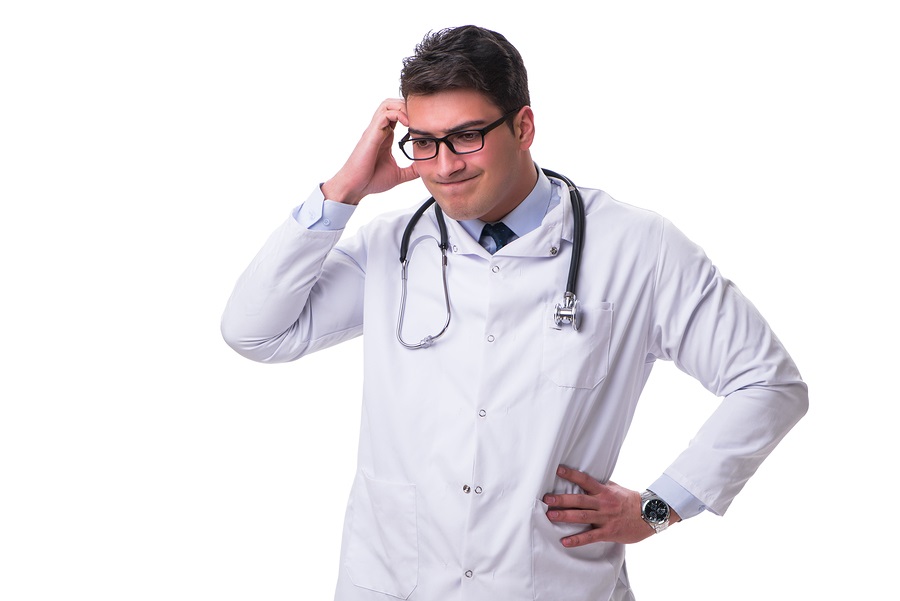 Young medical intern confused.