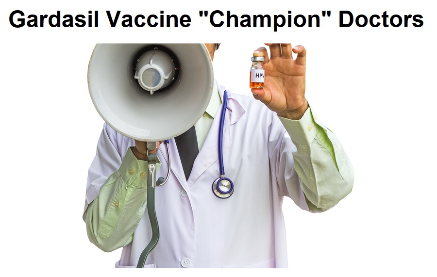Male doctor shouting on a megaphone and holding HPV vaccine..